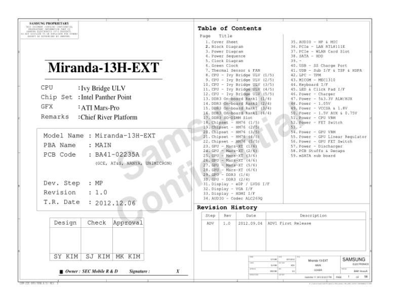 三星  Samsung MIRANDA-13H EXT PR 121211电路图