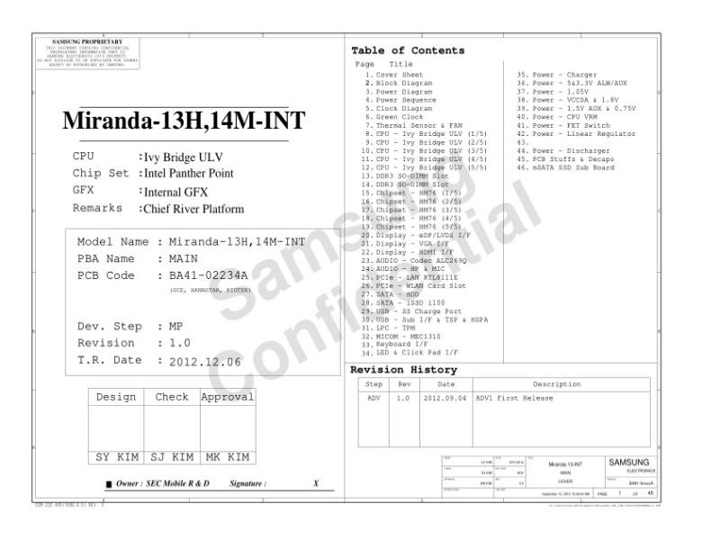 三星  Samsung MIRANDA-13H INT PR 121207电路图