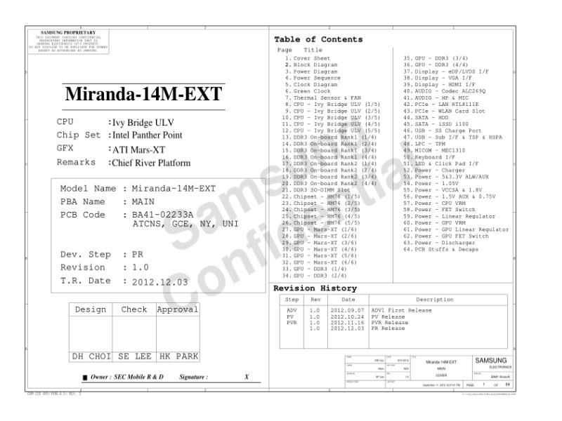 三星  Samsung MIRANDA 14M EXT PR MAIN 1205电路图