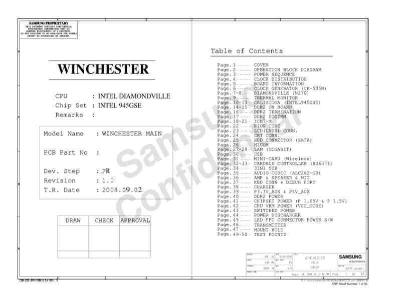 三星  Samsung NC10 WINCHESTER PR电路图