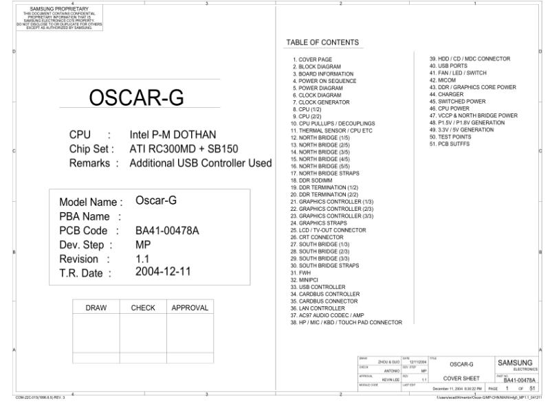 三星  Samsung OSCAR-G-MP1.1 20050104电路图