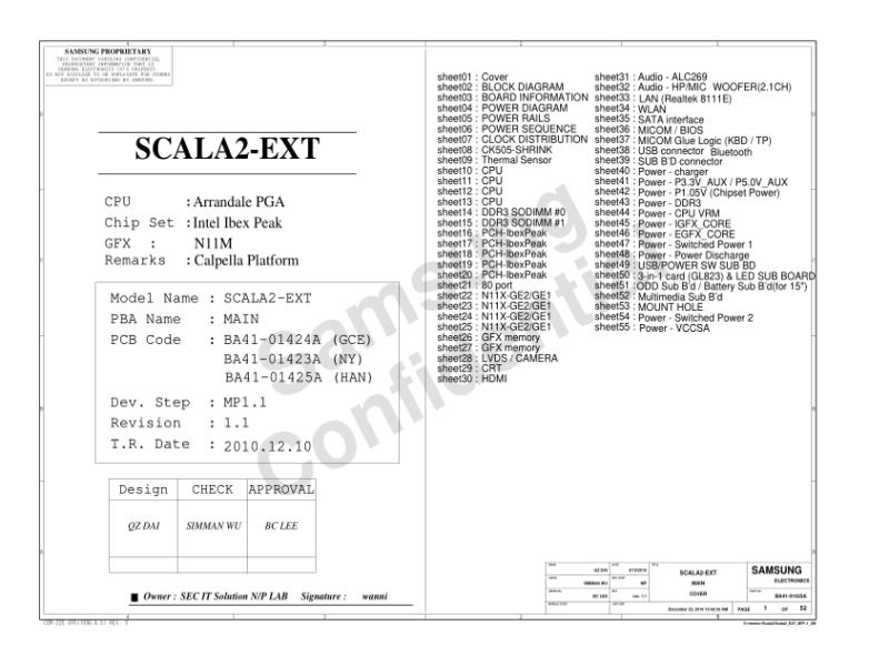三星  Samsung SCALA2 EXT MP1.2 110118电路图