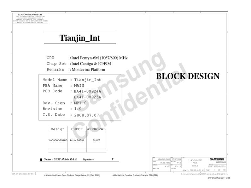 三星  Samsung TIANJIN INT MP1.0 0707电路图