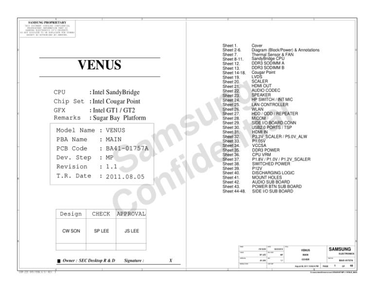 三星  Samsung VENUS INT MP1.1 0805电路图