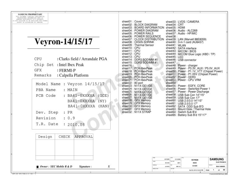 三星  Samsung VEYRON EXT PR REV.0.9电路图