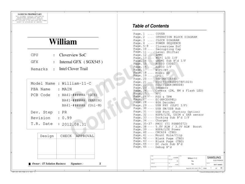 三星  Samsung WILLIAM MAIN V0.252 120831电路图