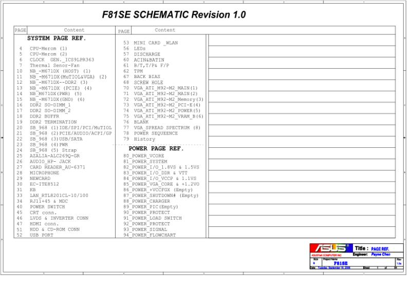 华硕  ASUS F81SE 1.0 电路图纸电路图