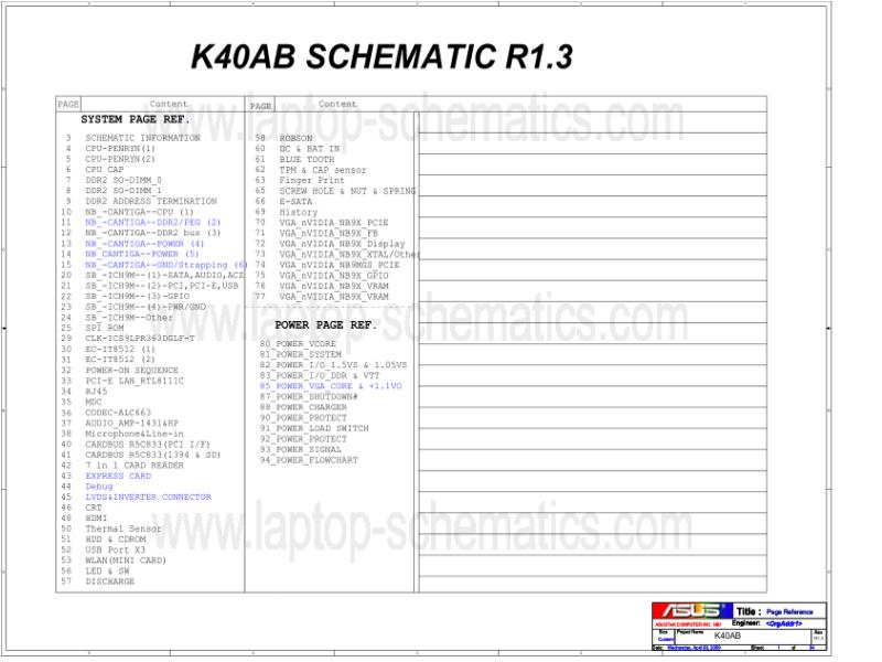 华硕  ASUS K40AB 1.3 电路图纸电路图