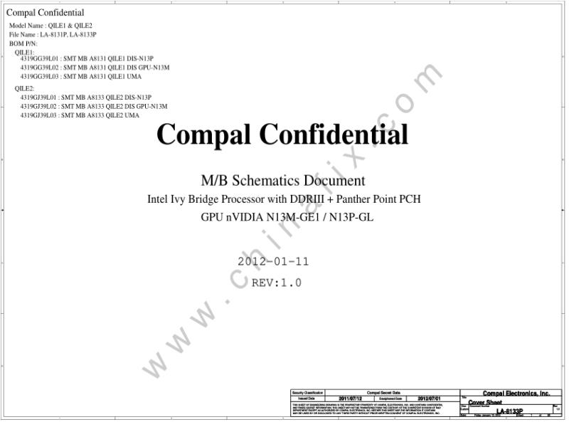 联想  Lenovo Compal LA-8133P ThinkPad Edge E530 SCH电路原理图