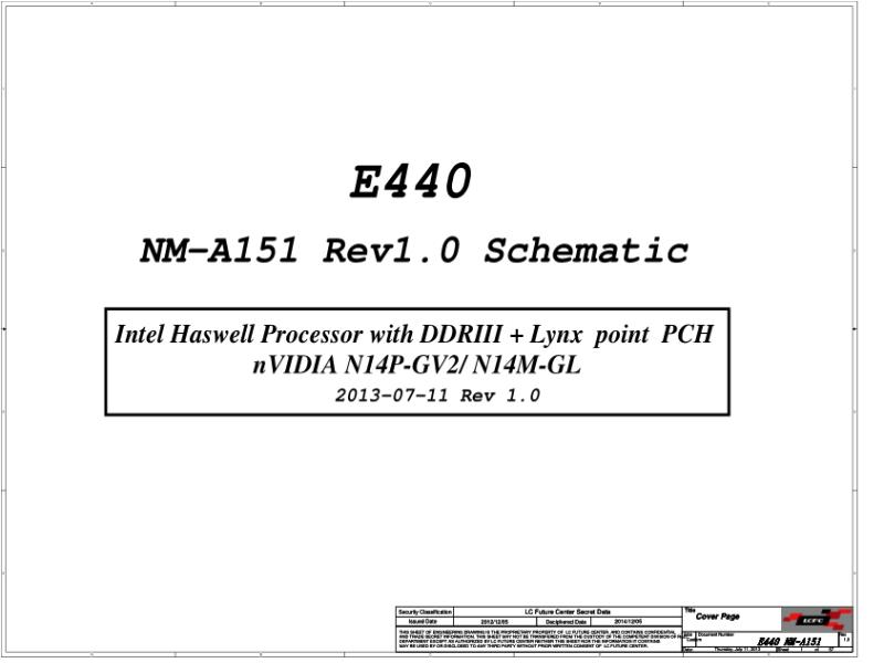 联想  Lenovo Compal NM-A151 ThinkPad E440 SCH电路原理图