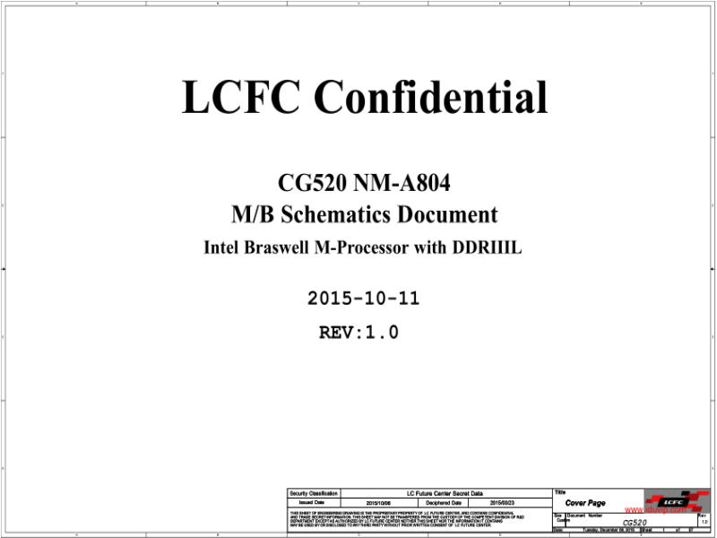 联想  Lenovo Ideapad 110-15IBR LCFC CG520 NM-A801 NM-A804 Rev 1 0 SCH电路原理图