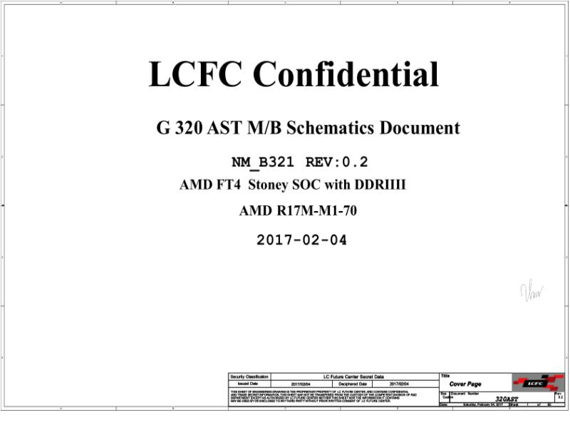 联想  Lenovo Ideapad 320-14IKB=LCFC DG425 DG525 NM-B321 Rev0 2 SCH电路原理图
