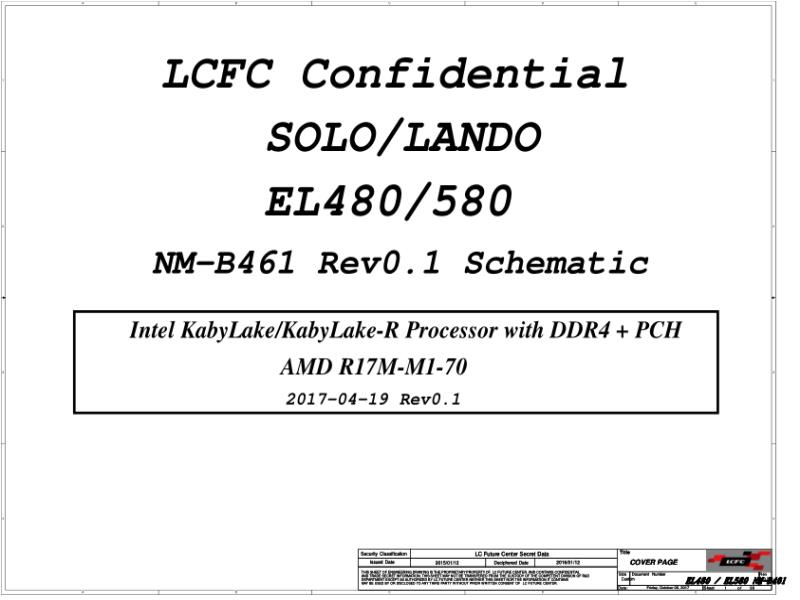 联想  Lenovo L480 NM-B461 el480 & el580 SCH电路原理图