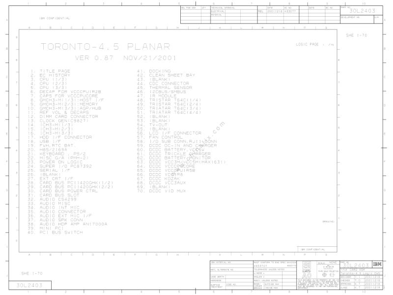 联想  Lenovo T23 30L2403 toronto 2D SCH电路原理图