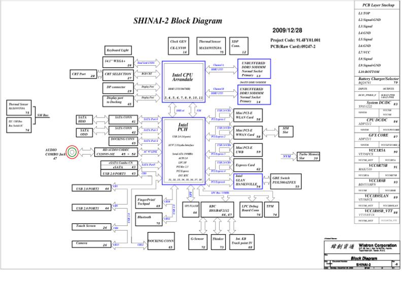 联想  Lenovo T410S Wistron Shinai-2 91 4FY01 001 09247-2 UMA SCH电路原理图