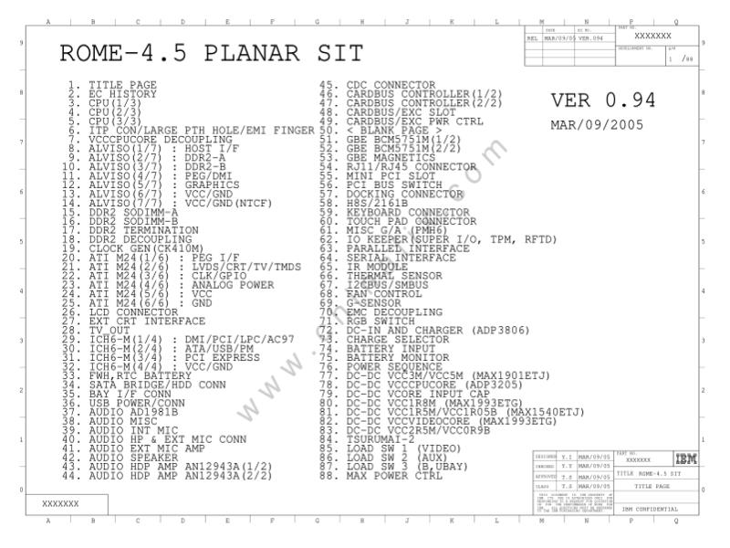 联想  Lenovo T43 ROME-4 5 SCH电路原理图