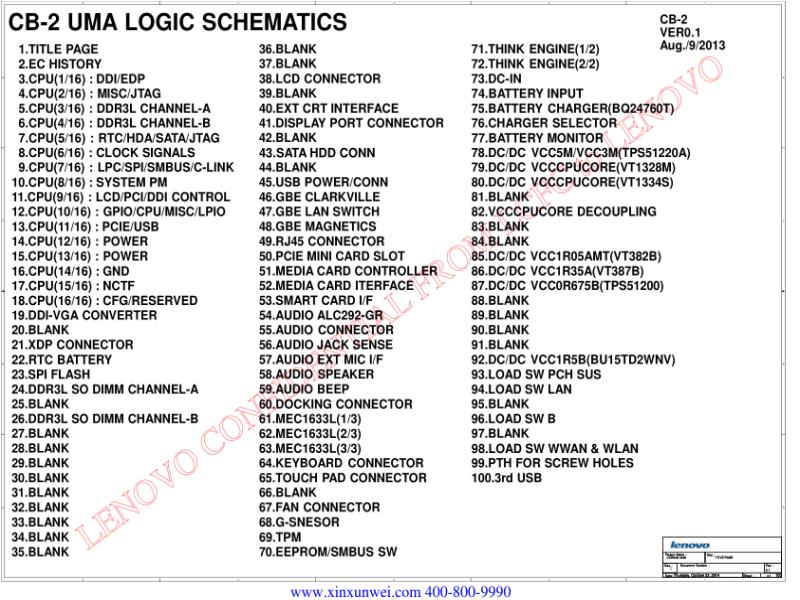 联想  Lenovo T450 AIVL0 Cobain2 CB2UMASOVP 20141219 SCH电路原理图