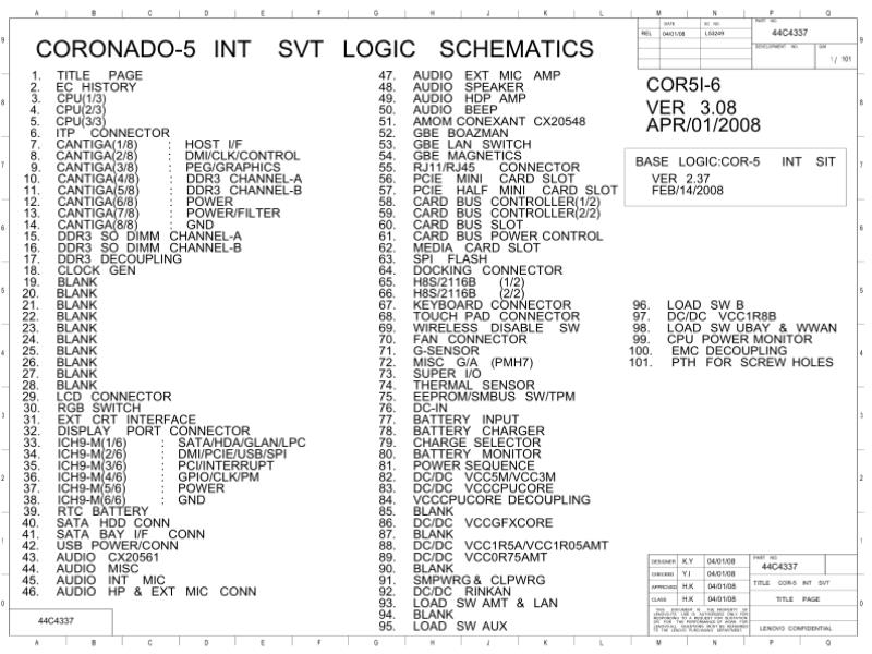 联想  Lenovo T500 INT 44C4337 L53249 SCH电路原理图