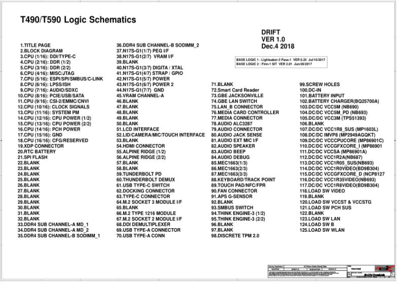 联想  Lenovo T590 t590和t490通用DRIFT WHL 2018 12180930 SVT SCH电路原理图