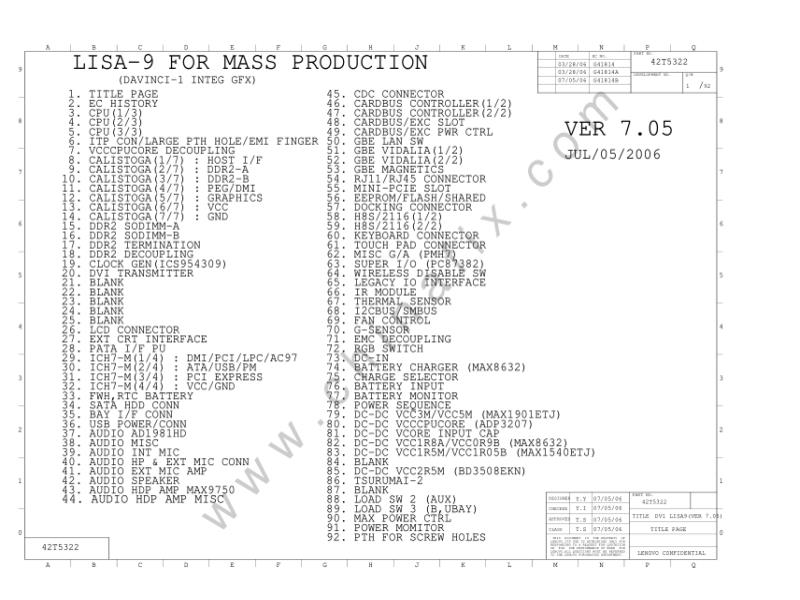 联想  Lenovo T60-GM Lisa-9 42T5322 logic SCH电路原理图