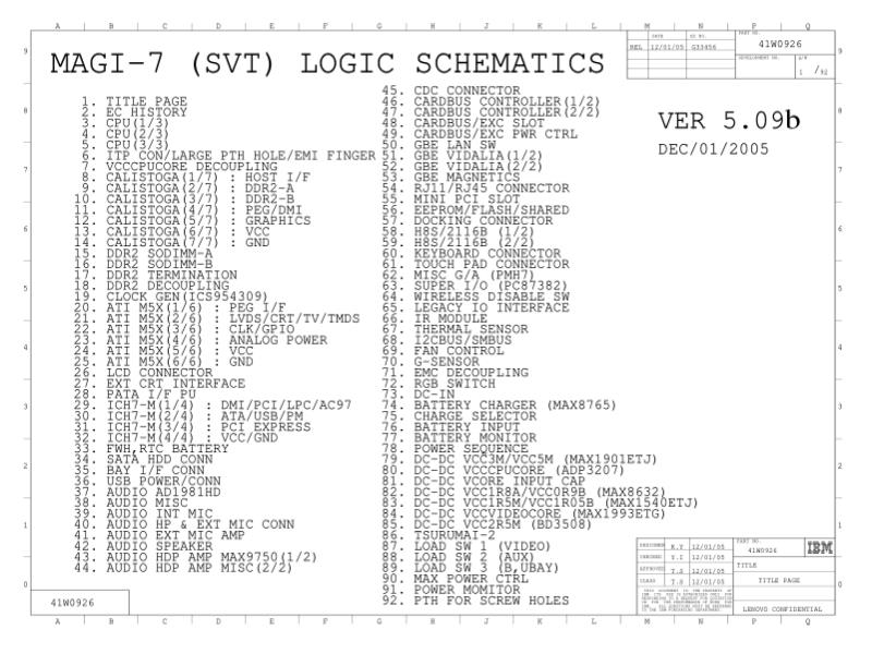 联想  Lenovo T60 DIS MAGI-7 41W0926 SCH电路原理图