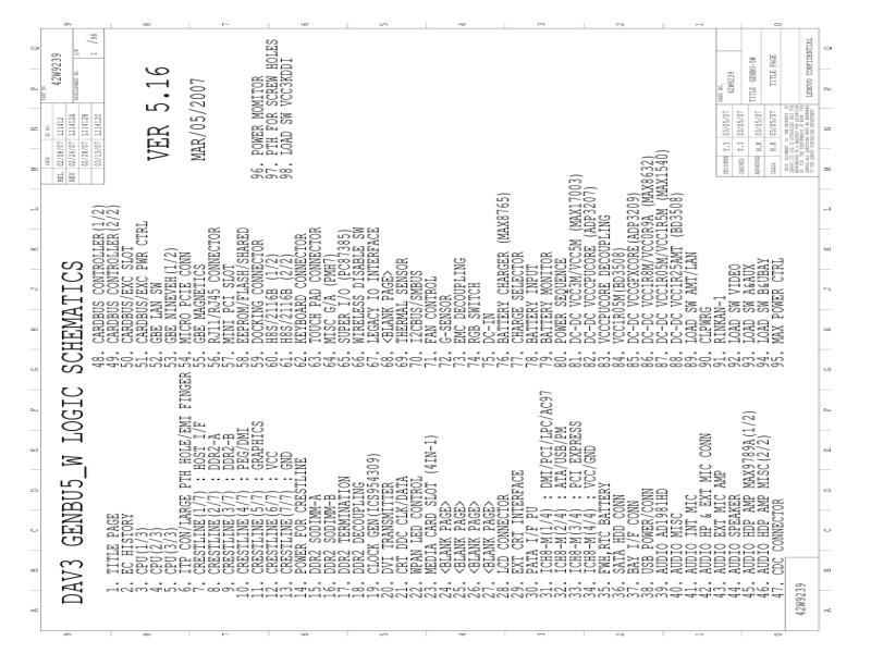 联想  Lenovo T61 genbu 5w logic 42W9239 L11412C SCH电路原理图