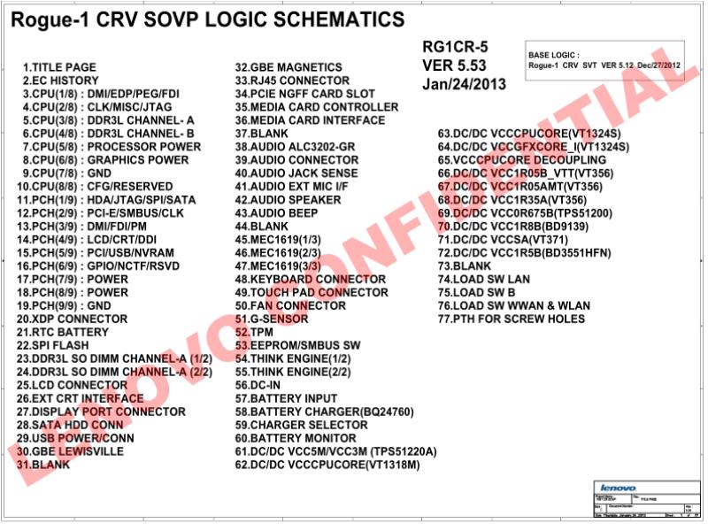 联想  Lenovo X230 rg1 cr sovp 553 0124 SCH电路原理图