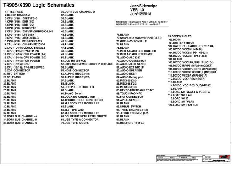 联想  Lenovo X390NonVPro sideswipe svt 20190102 1657 SCH电路原理图