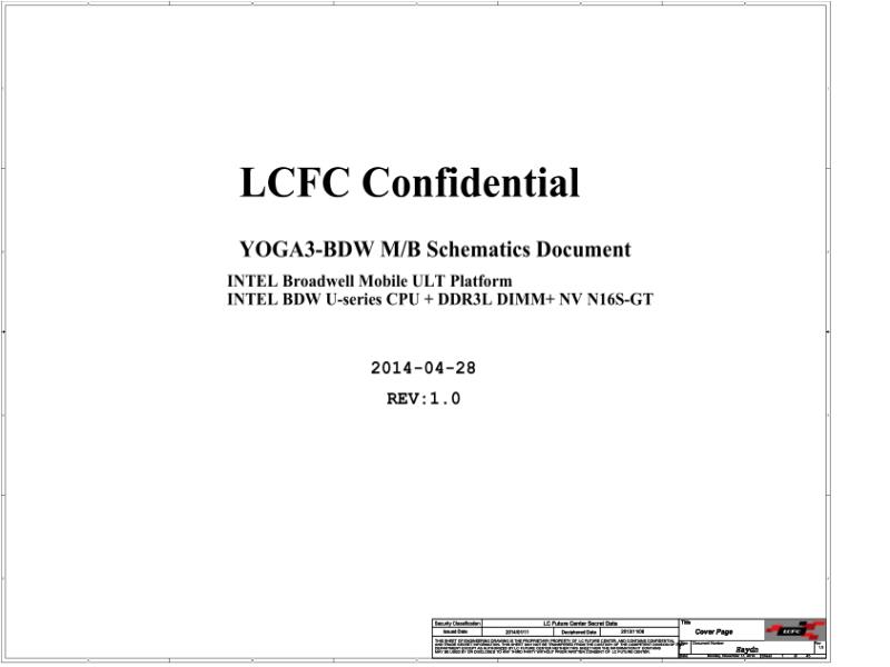 联想  Lenovo YOGA3 1470 YOGA3-14 HAYDN BDW DIS PCB 0YC NM-A381 REV0 SVT SCH电路原理图
